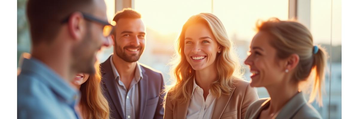 Diverse group of people looking confident and happy, representing financial growth and stability.