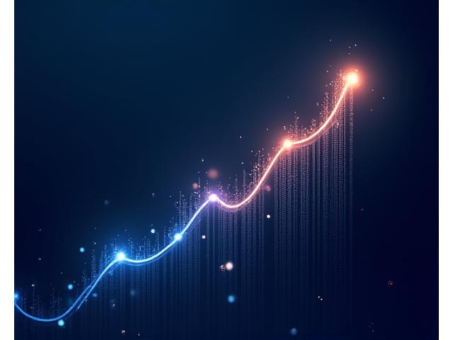 Abstract graphic showing upward growth and interconnected nodes, representing milestones and growth.